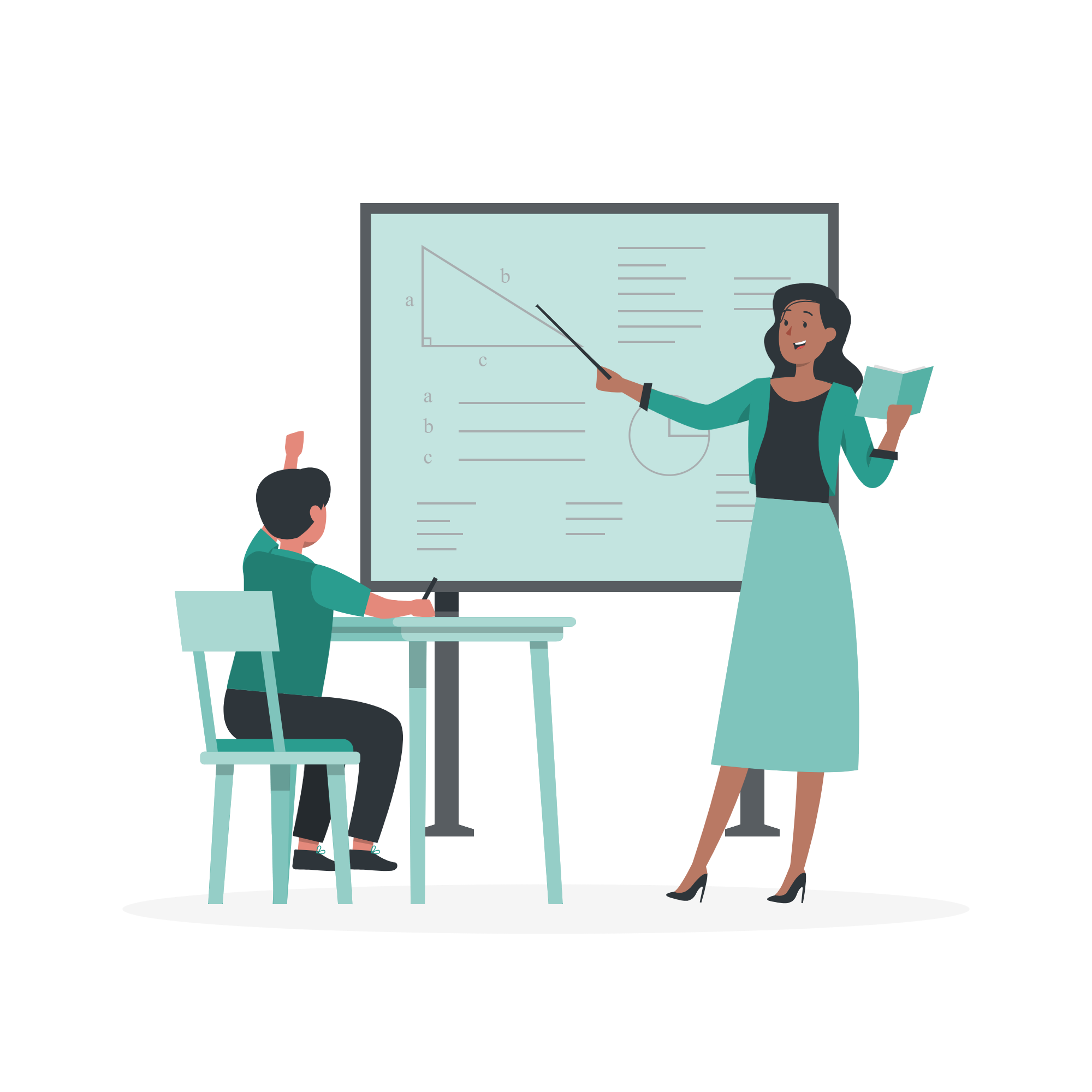 Teacher and student in classroom